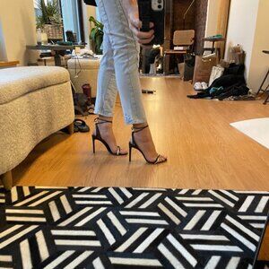 IRO Doyle Black & Silver Leather Strappy Heels